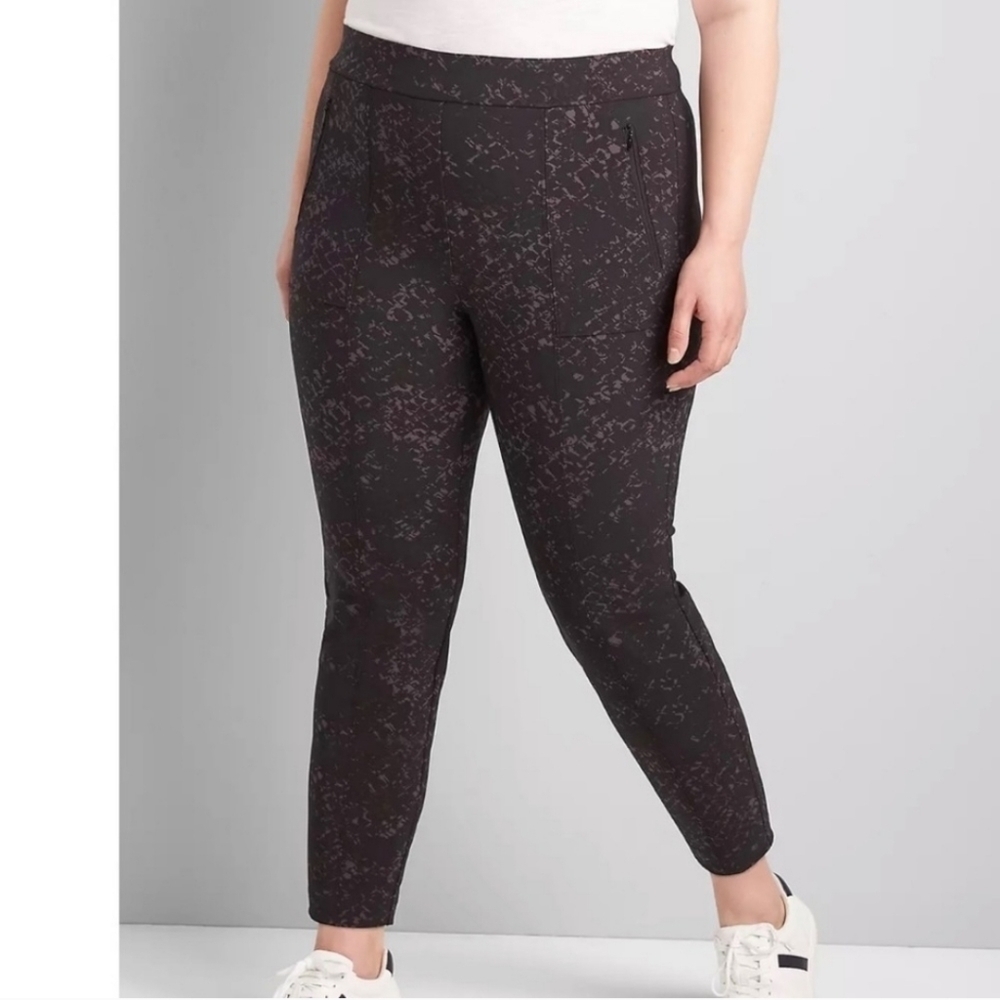 Lane Bryant on the go Slim Ankle pants black gray pattern sz 26W WP170